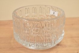 A Wedgwood glass bowl having textured pattern, mark to base, h10cm