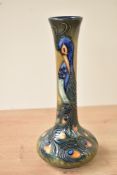 A Moorcroft pottery vase of squat form having elongated neck, designed by Rachel Bishop, decorated