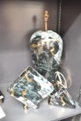 Four items of Promenade Pottery (Brighton) comprising a baluster table lamp and three vases, each