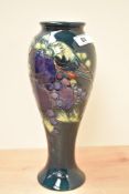 A Moorcroft pottery 'Blue Finches' pattern vase of baluster form, designed by Sally Tuffin,