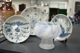 A 19th century Chinese Tek Sing Cargo porcelain dish decorated with blue and white floral