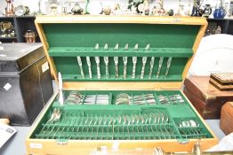A oak canteen containing Mappin & Webb cutlery, W59cm