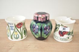 A Moorcroft pottery Violet pattern ginger jar of squat form, painted and impressed marks to base,
