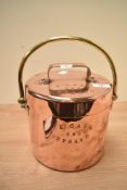 A 19th century copper and brass stockpot having riveted joints and impressed marks for 'E.Cash.