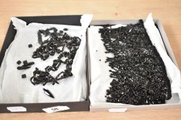 A piece of fringe bead work fabric, sold together with a similar black necklace, (2)