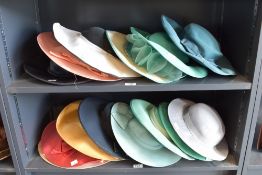 Fifteen 1970s and 1980s wide-brimmed ladies summer hats, all Made in England, brands include Kangol,