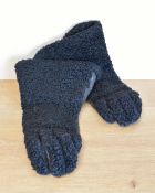 A pair of 20th century Fownes Made in England black shearling aviator / flying gloves, brown