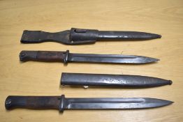 WW2 German K-98 Mauser bayonets, 24.5cm blade, one with maker's name F.W. HOLLER and numbered