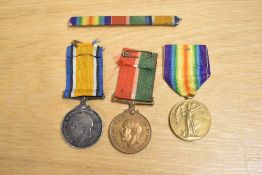 WW1 trio of medals comprising British War and Victory medals correctly impressed to 24018 PTE. G.