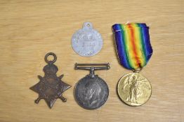 WW1 1914-15 trio of medals as awarded to Lance Corporal Rupert Francis RADCLIFFE, who was born in