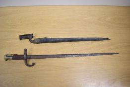 19th Century French Gras epee Bayonet with 52cm blade, this rusty, with rusted spine showing part of
