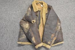 RAF style sheepskin and leather flying jacket, as worn by members of the Royal Air Force during