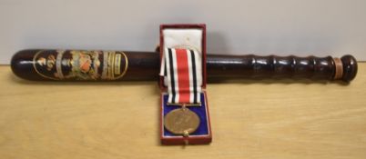 WW1 period Manchester Special Constable's hardwood Police Truncheon dated 1914-1919, with King’s