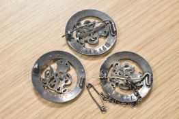 WW1 Silver War Badges, three numbered SWB 320057 missing pin, B115148, B168986. Online sources