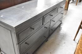 A modern Restoration Hardware gunmetal style sideboard, width approx. 173cm