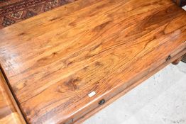 A modern hardwood coffee table