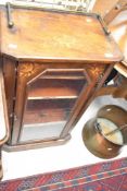A Victorian and later glazed music cabinet, width approx. 51cm