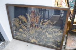 An interesting Victorian glazed display of dried grasses , 94 x 127cm