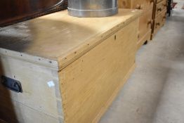 A traditional stripped pine bedding box, width approx. 92cm