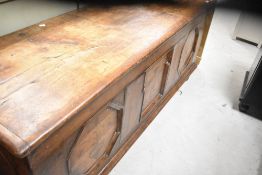 A period style hardwood bedding box of panelled form , believed to be Brazillian oak 