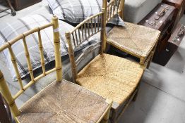 Three assorted Victorian painted chairs, simulated bamboo