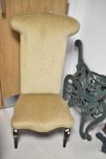 A traditional Victorian style prayer chair having dralon upholstery