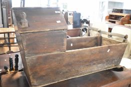 A Victorian pine crib, length approx. 100cm