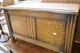 A traditional oak and laminate bedding box, width approx. 89cm