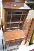 A Victorian and later mahogany bedside/medicine cabinet having glazed upper section, dimensions