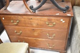 A 19th Century and later mahogany chest of three long drawers, width approx. 102cm