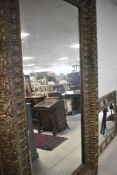 An impressive oversized modern carved effect wall mirror, over mantel or full length, approx. 230