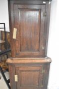 A 19th Century oak full height double corner cupboard , height approx. 183cm