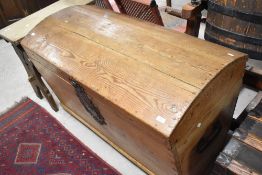 An antique pine dome topped blanket chest , width approx. 115cm