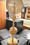 An interesting rope work floor lamp, height approx. 110cm