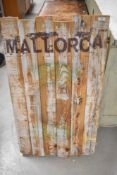 A painted plank sign/artwork 'Mallorca' approx. 102 x 58cm