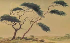 Jan Kagie II (Dutch 1907-1991) watercolour 'Meiendel' coastal dune scene, signed and entitled