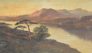 H James (British 19th century) oil on canvas, Scottish loch scene, signed lower left, within a