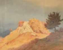 Local interest* Geoffrey H Pooley (British 1908-2006) watercolour, rocky outcrop and cattle within a