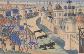 A 19th century hand-coloured reproduction print 'The Attack on the Town of Africa' which