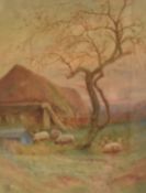 T. Murray Bernard Blaydon (British 1864-1939) watercolour, 'Evening in late Autumn, A Warwickshire