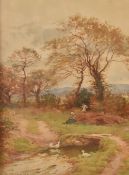 A E Jones, 20th century English school watercolour, a pleasing river scene, signed lower right,
