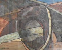 Diana T (contemporary) oil on canvas, on board 'Bridge' abstract composition, entitled and dated