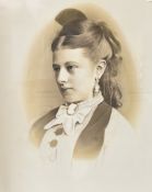 Artist unknown, 19th century monochrome portrait on ceramic, within moulded gilt frame, under glass.