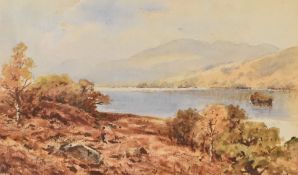Herbert Moxon Cook (1844-1928/29) watercolour, Loch Ard near Aberfoyle, signed and dated 1922