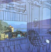 After Patrick Caulfield (British 1936-2005) 'After Lunch' colour poster print within a modern