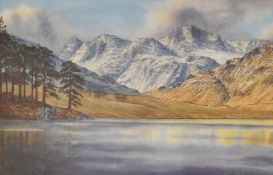 After Neil J Barlow (Contemporary) 'The Langdale Pikes from Blea Tarn' limited edition colour print,