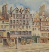 Isobel Gardiner (British 20th century) watercolour, Lawnmarket, Edinburgh (as it was c1865)