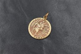 A 9ct gold St. Christopher medallion pendant, marked 375, 3.2g