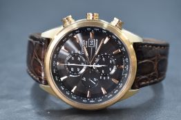 A Citizen World Chronograph A.T Limited Edition wristwatch, the brown dial having baton numerals,