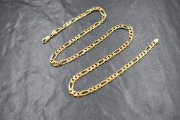 A 9ct gold figaro link neck chain, marked 375, 51cm, 21.1g